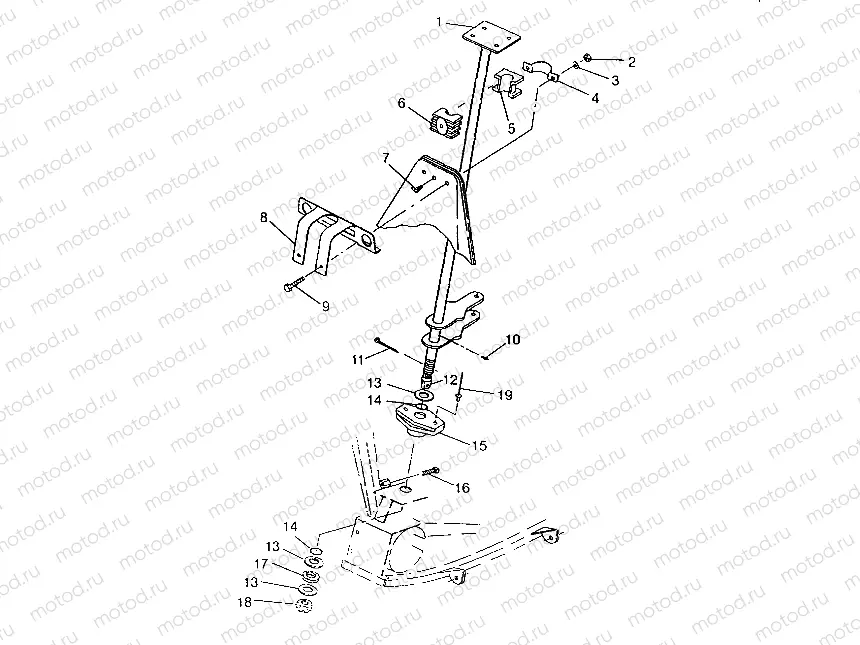 STEERING POST ASSEMBLY 6x6 400L | STEERING POST ASSEMBLY 6x6 400L, SWEDISH S948740 and  NORWEGIAN N948740 (4926812681020A)