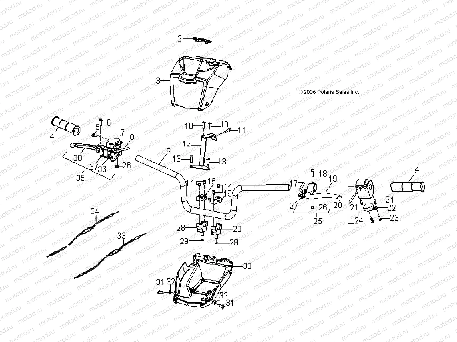 STEERING | STEERING, HANDLEBAR - A09FA09AA/AB (49ATVHANDLEBAR08SP90)