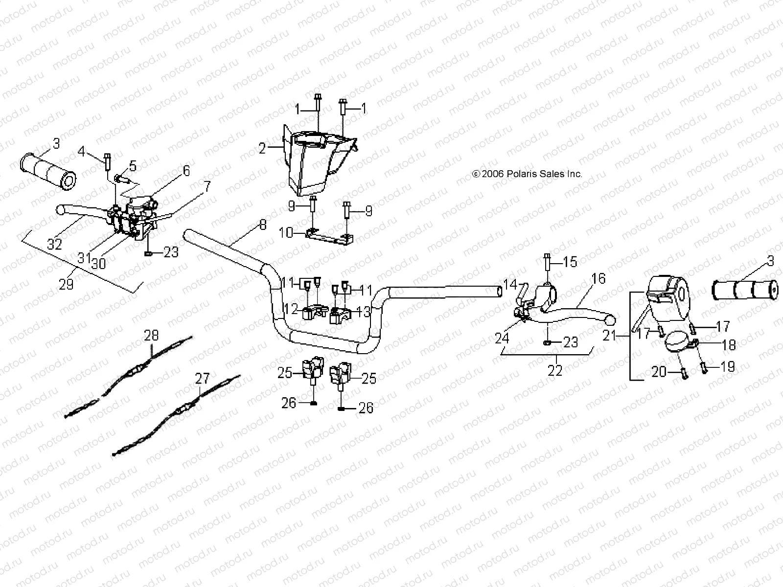 STEERING | STEERING, HANDLEBAR - A11KA09AB/AD (49ATVHANDLEBAR07OTLW90)