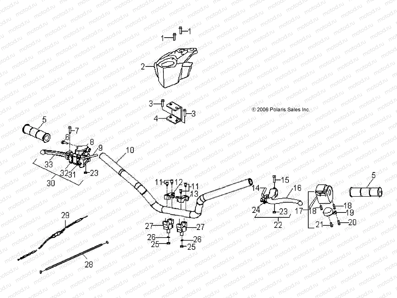 STEERING | STEERING, HANDLEBAR - A19YAK05B7/B6/N7/N6 (49ATVHANDLEBAR07PRED50)