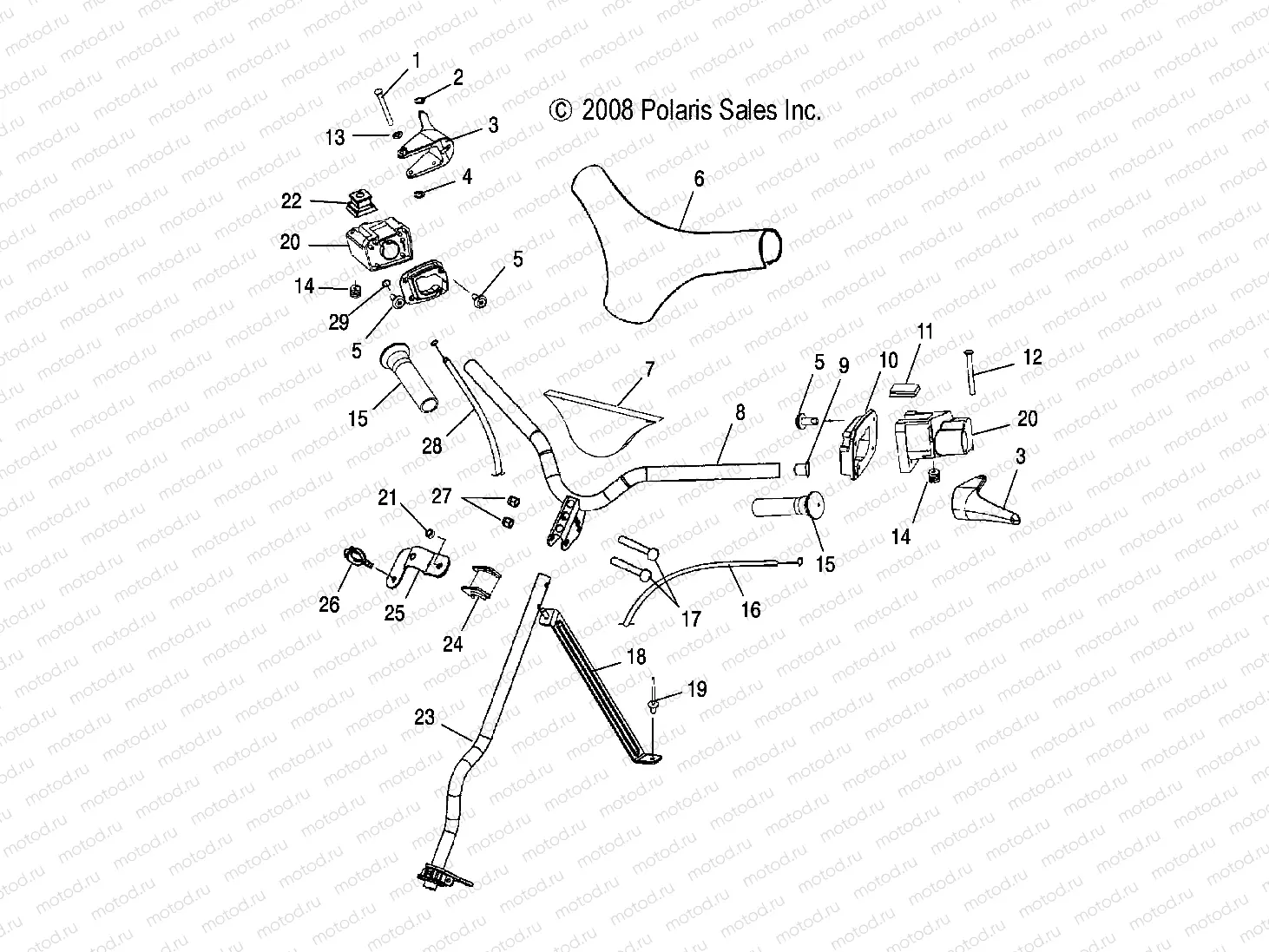 STEERING | STEERING, HANDLEBAR and CONTROLS - S20WAA1ASA/AEA (49SNOWHANDLEBAR09120)