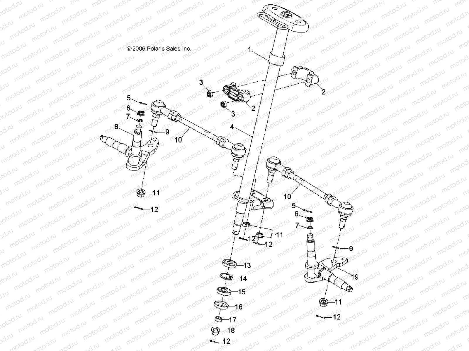 STEERING | STEERING, STEERING POST and TIE ROD ASM. - A08KA05AB/AD (49ATVSTEERING07PRED50)
