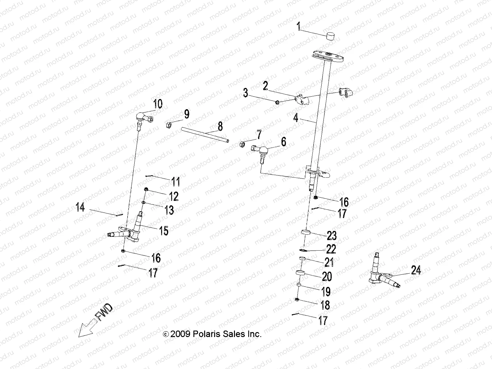 STEERING | STEERING, STEERING POST and TIE ROD ASM. - A10KA05AB/AD (49ATVSTEERING10OUT50)