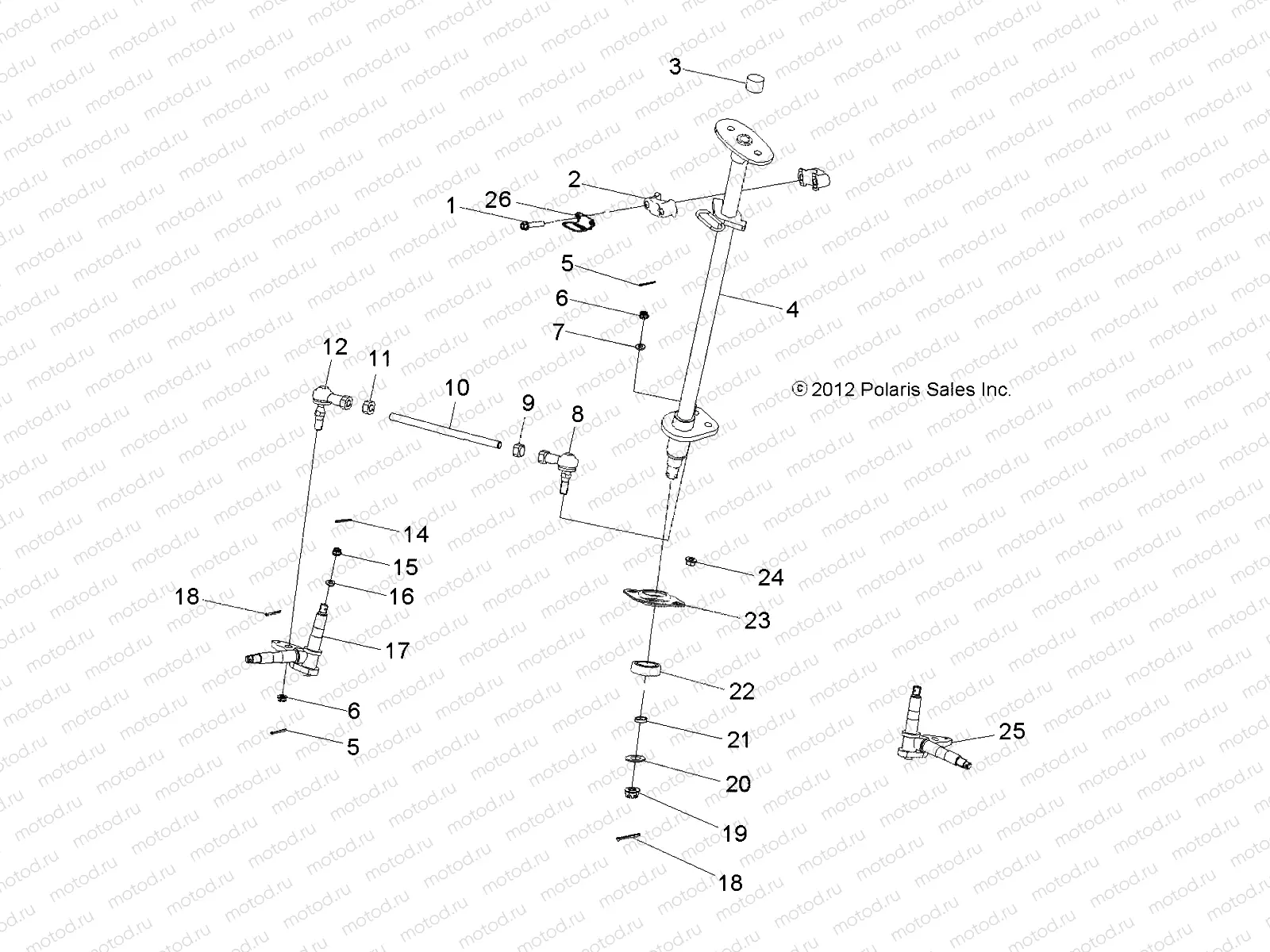 STEERING | STEERING, STEERING POST and TIE ROD ASM. - A23YAK11B6/B7/N6/N7 (49ATVSTEERING13OUT90)