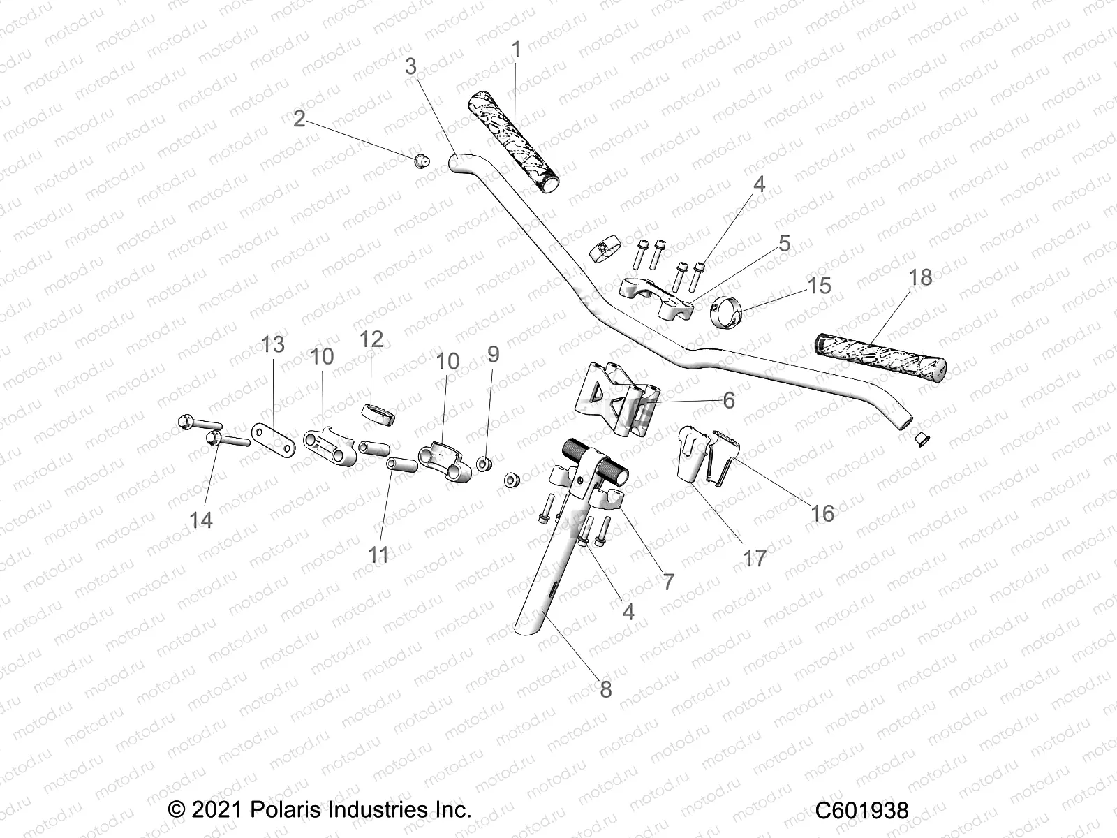 STEERING | STEERING, UPPER and HANDLEBAR ASM. - S22TDL8RS/8RE ALL OPTIONS (C601938)