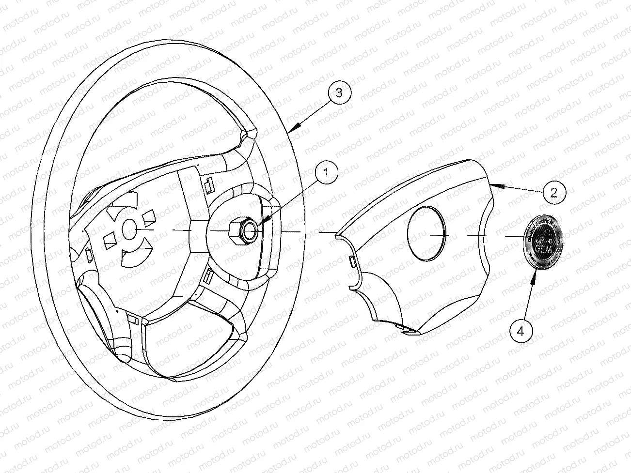 STEERING | STEERING, WHEEL, 4 SPOKE - L12G2A/L12G4A/L12G6A/L12G2S/L12G4S/L12G6S/L12G2L/L12G2D (49GEMSTEER11WHEEL)