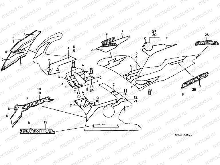 STRIP F-35-1 (CBR600F3V TYPE 1.2 / F3W)