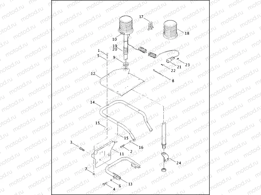 STROBE LAMPS - REAR, LICENSE PLATE HOLDER