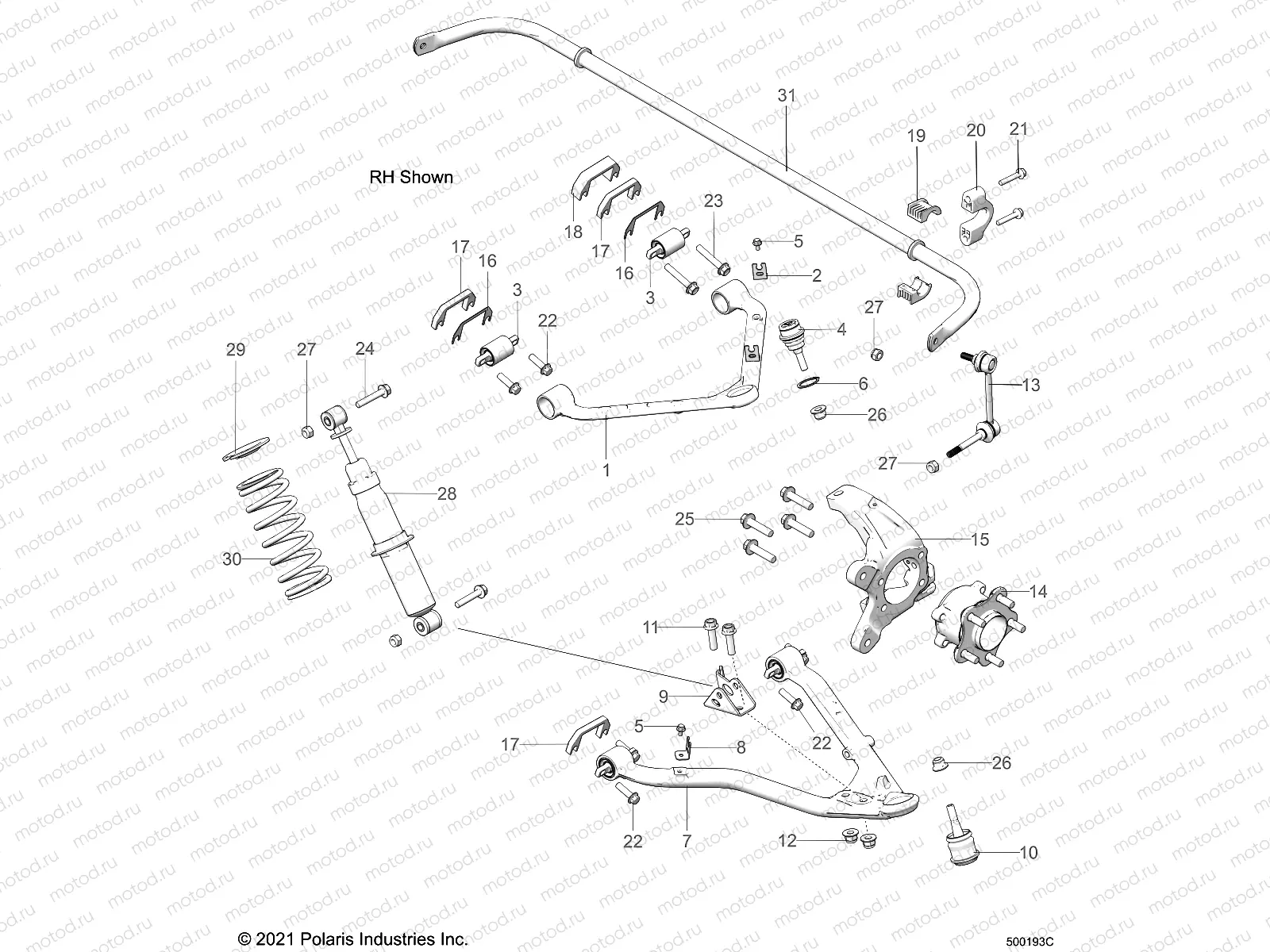 SUSPENSION | SUSPENSION, FRONT ASM. - T22AAFGB/HB/PGD/HD/RGB/HB ALL OPTIONS  (500193C)