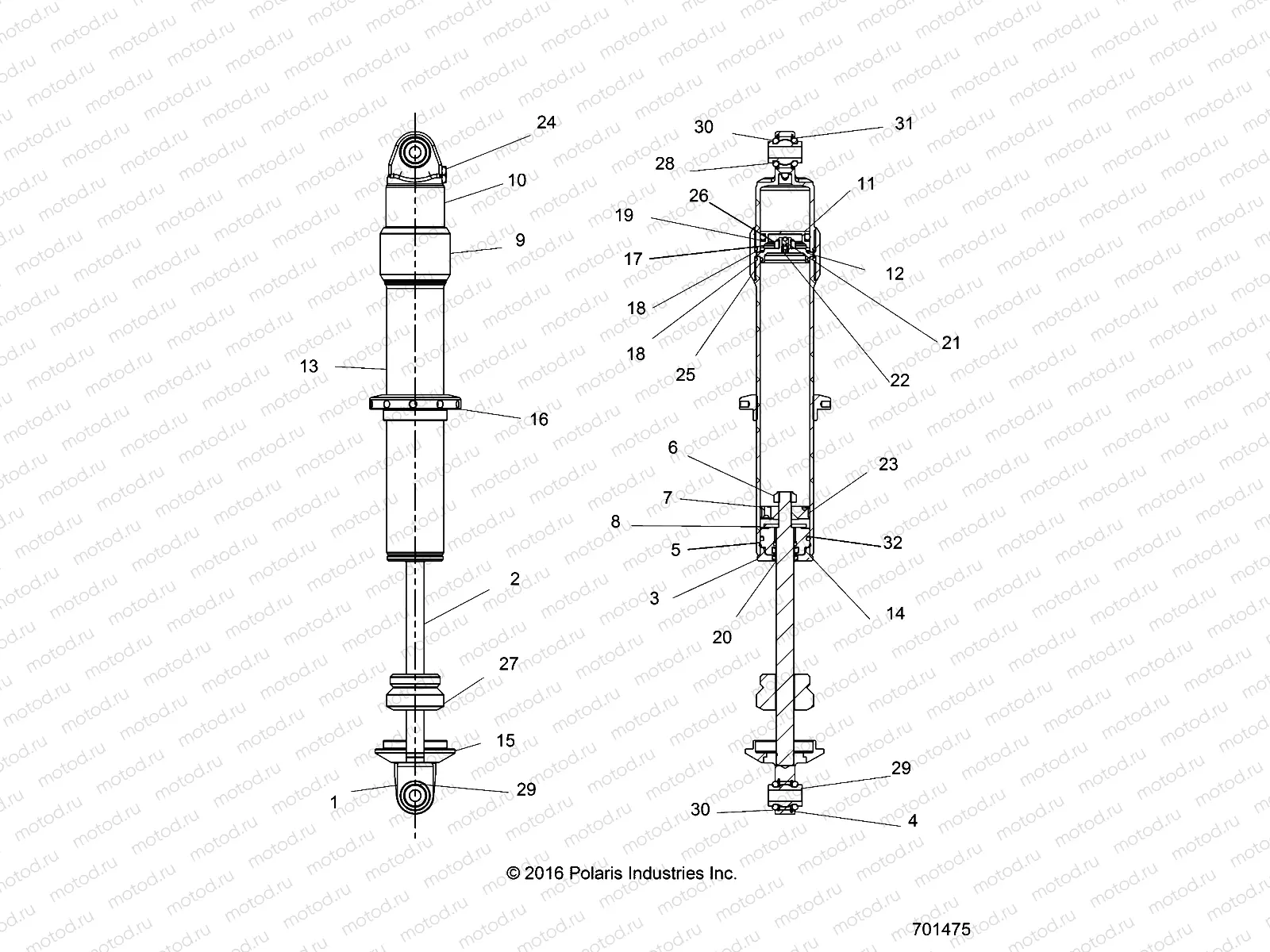 SUSPENSION | SUSPENSION, FRONT SHOCK INTERNALS - R17RHE99NU (701475)