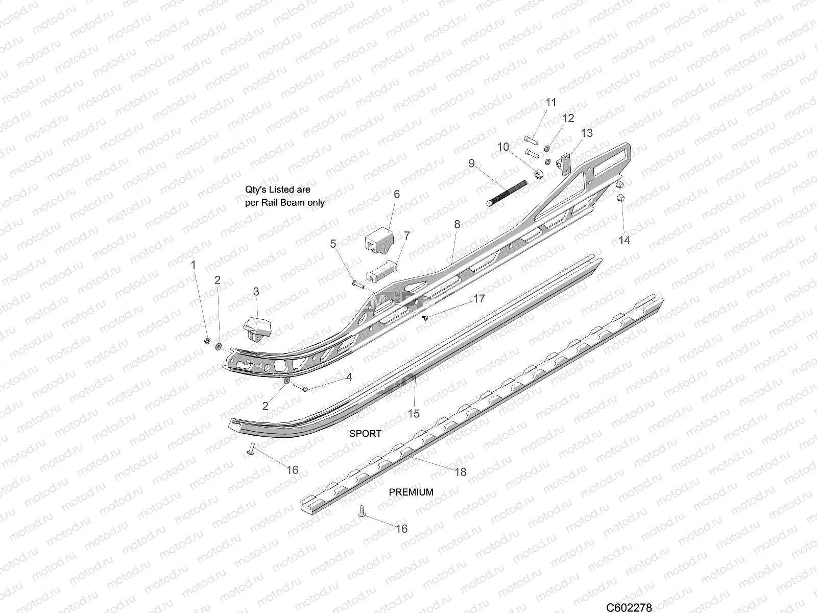 SUSPENSION | SUSPENSION, RAIL ASM. LH,RH 120 - J23DRBXXXA/DREXXXA/DRGXXXA/DRHXXXA (C602278)