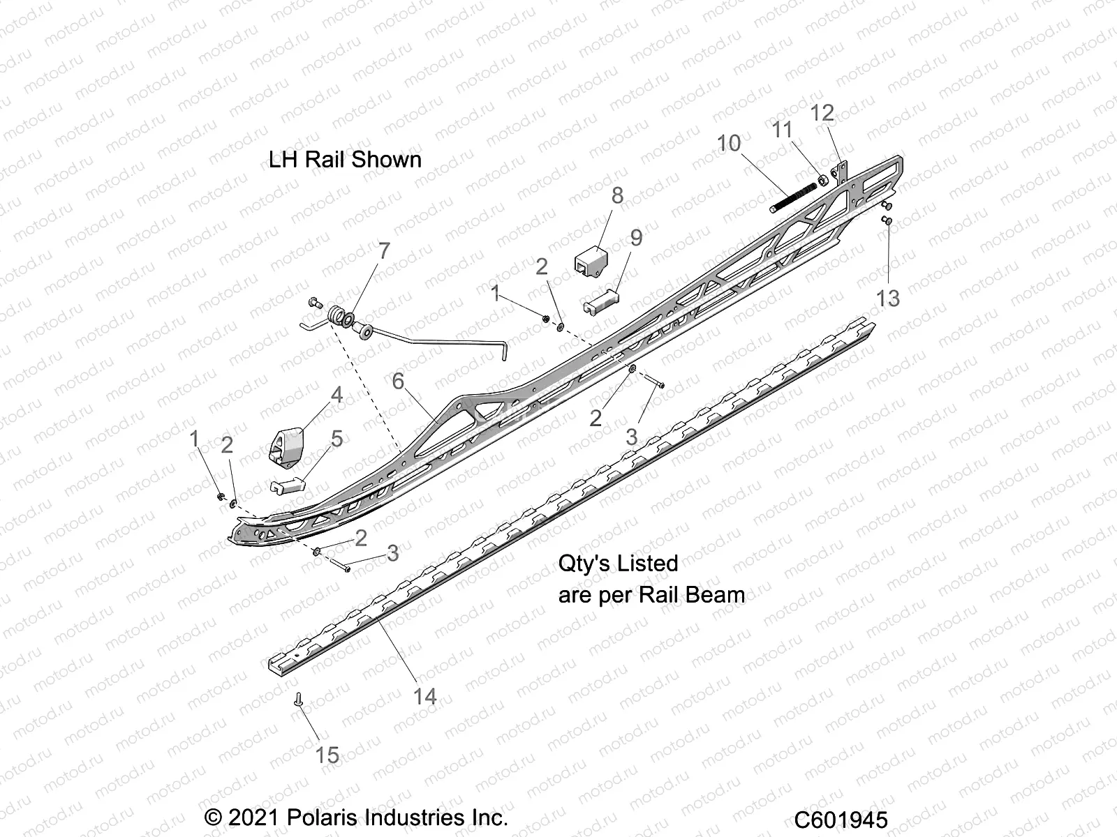 SUSPENSION | SUSPENSION, RAIL BEAM ASM, LH/RH, 2.75 TRACK OPTION - S22TFK6RS/6RE ALL OPTIONS (C601945)