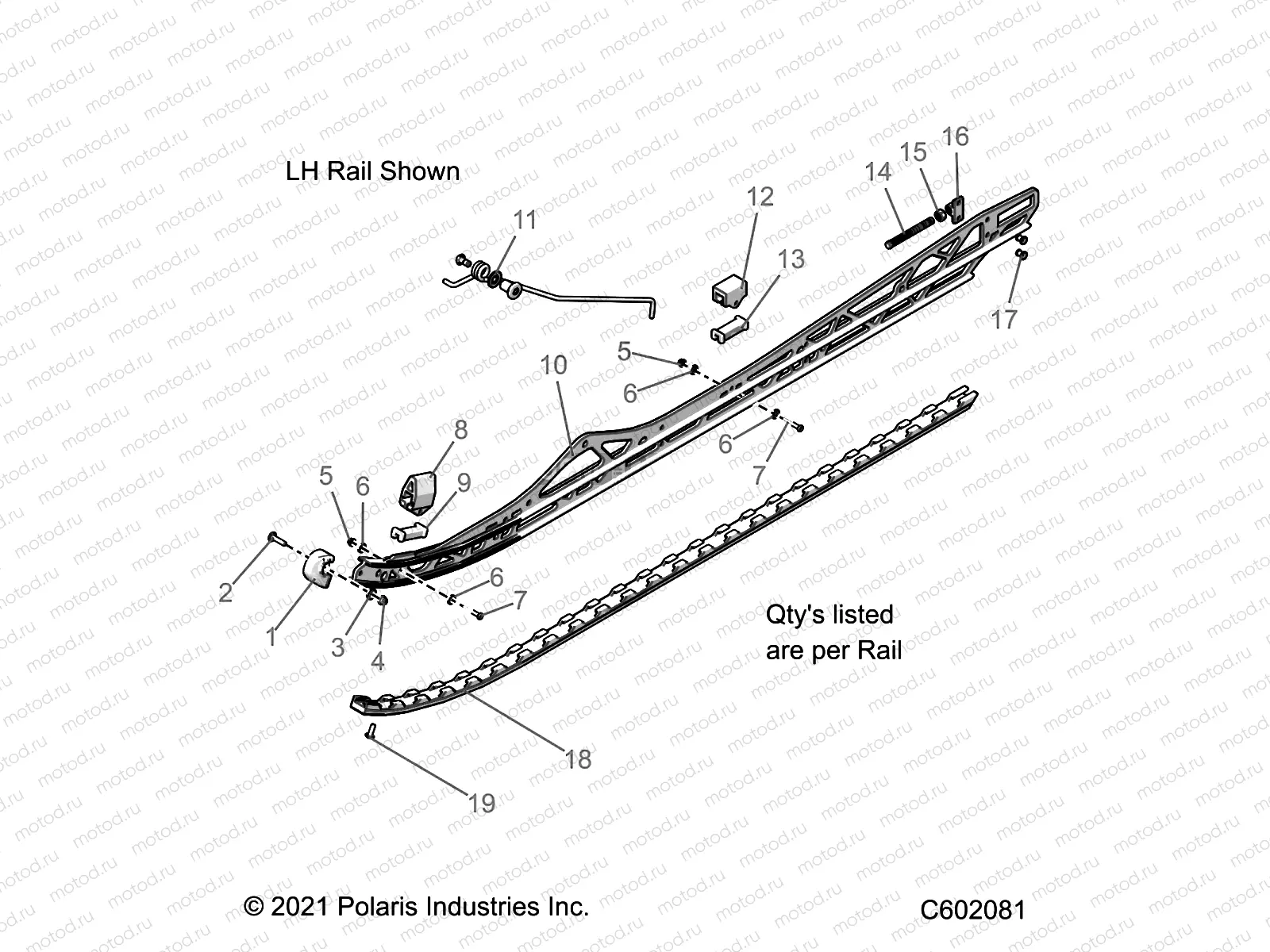 SUSPENSION | SUSPENSION, RAIL BEAM ASM., LH/RH, 3 TRACK OPTION - S23TFM8MS (C602081)
