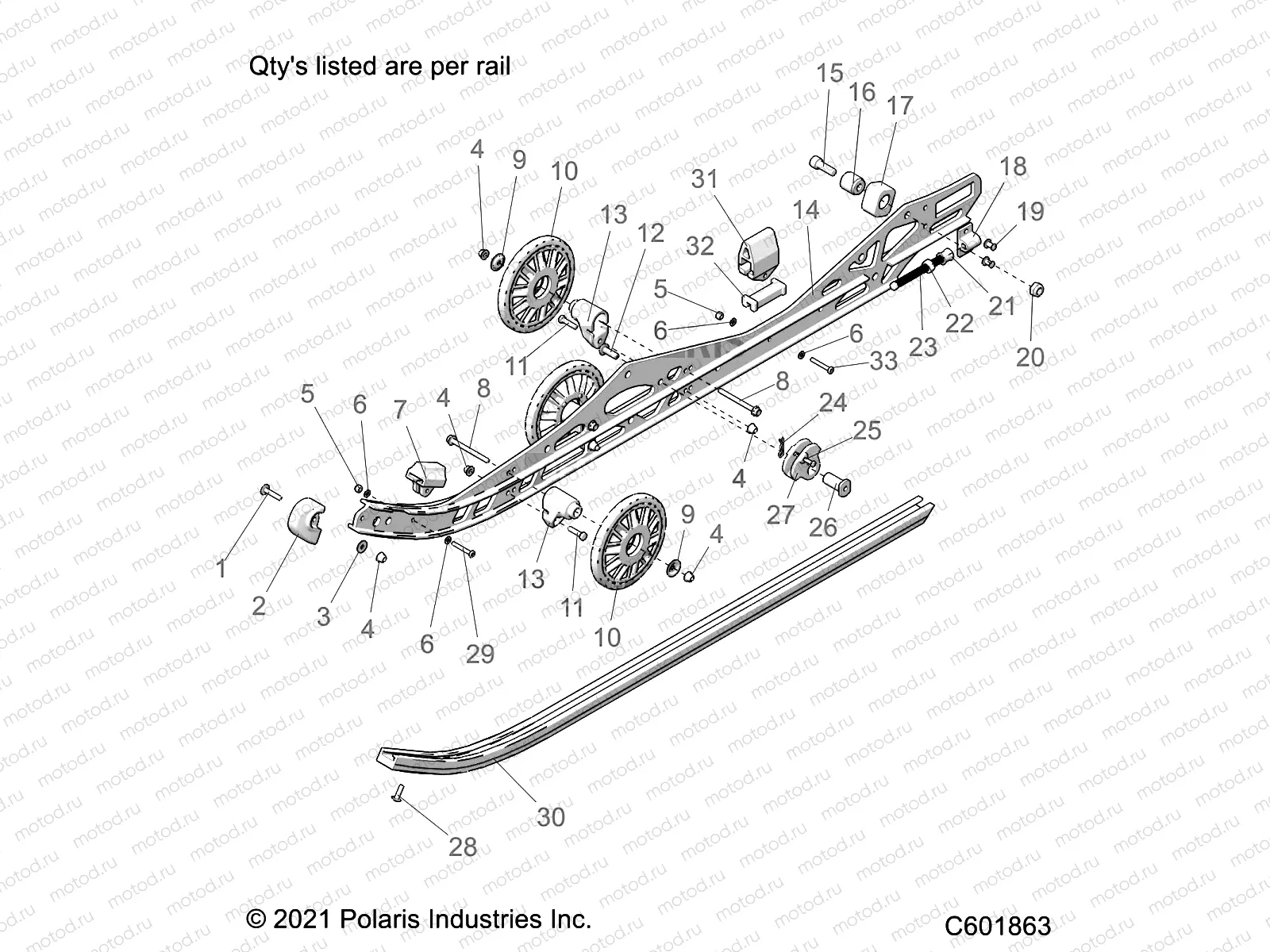 SUSPENSION | SUSPENSION, RAIL BEAM LH/RH - S22TDE8RS ALL OPTIONS (C601863)