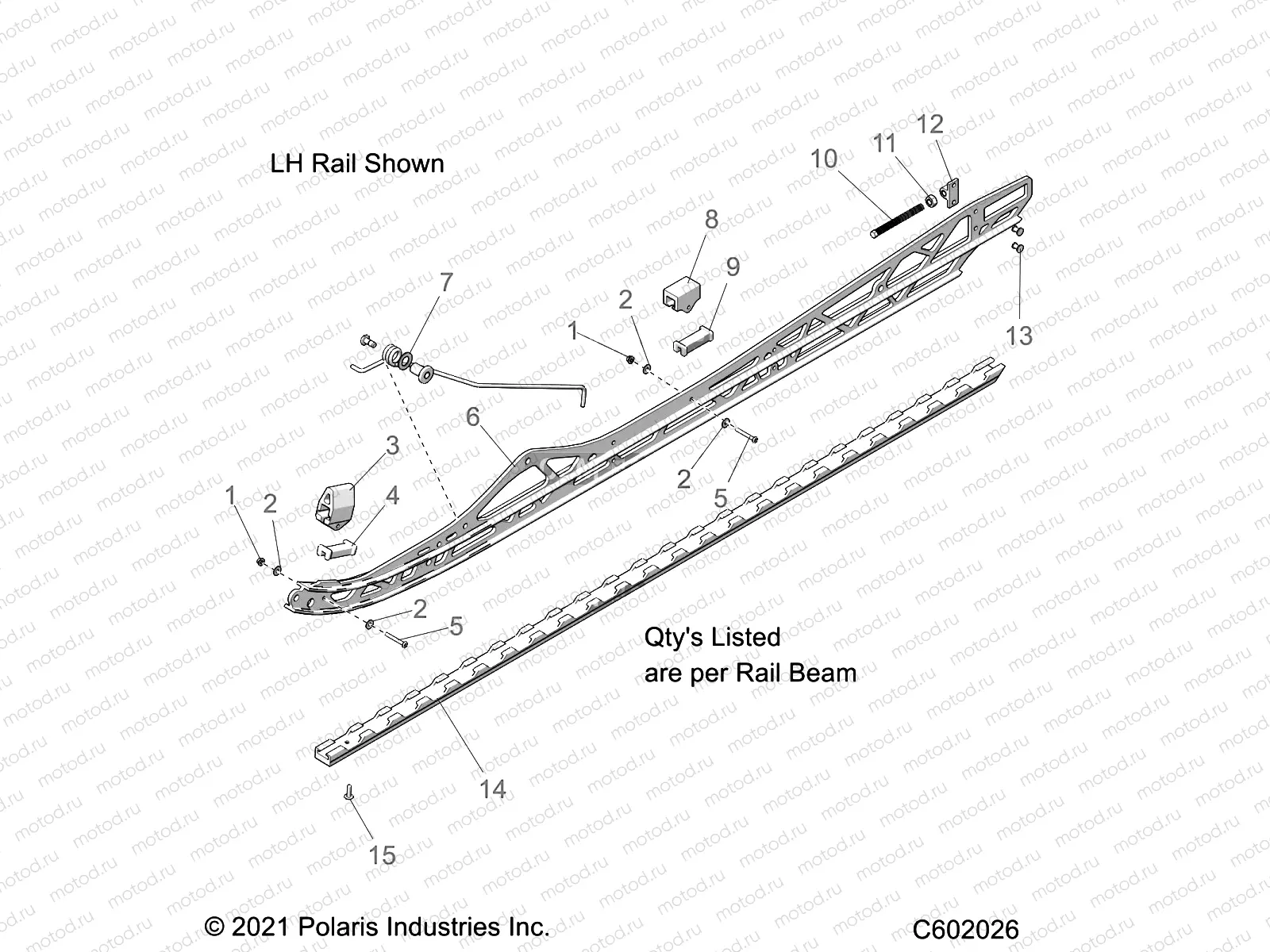 SUSPENSION | SUSPENSION, RAIL BEAMS, LH/RH, 2.75 TRACK OPTION - S22TFG8MS/8ME (C602026)