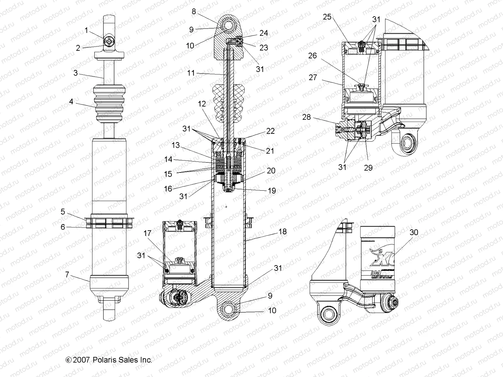 SUSPENSION | SUSPENSION, REAR SHOCK - A08GJ45AA (49ATVSHOCKRR7043331)