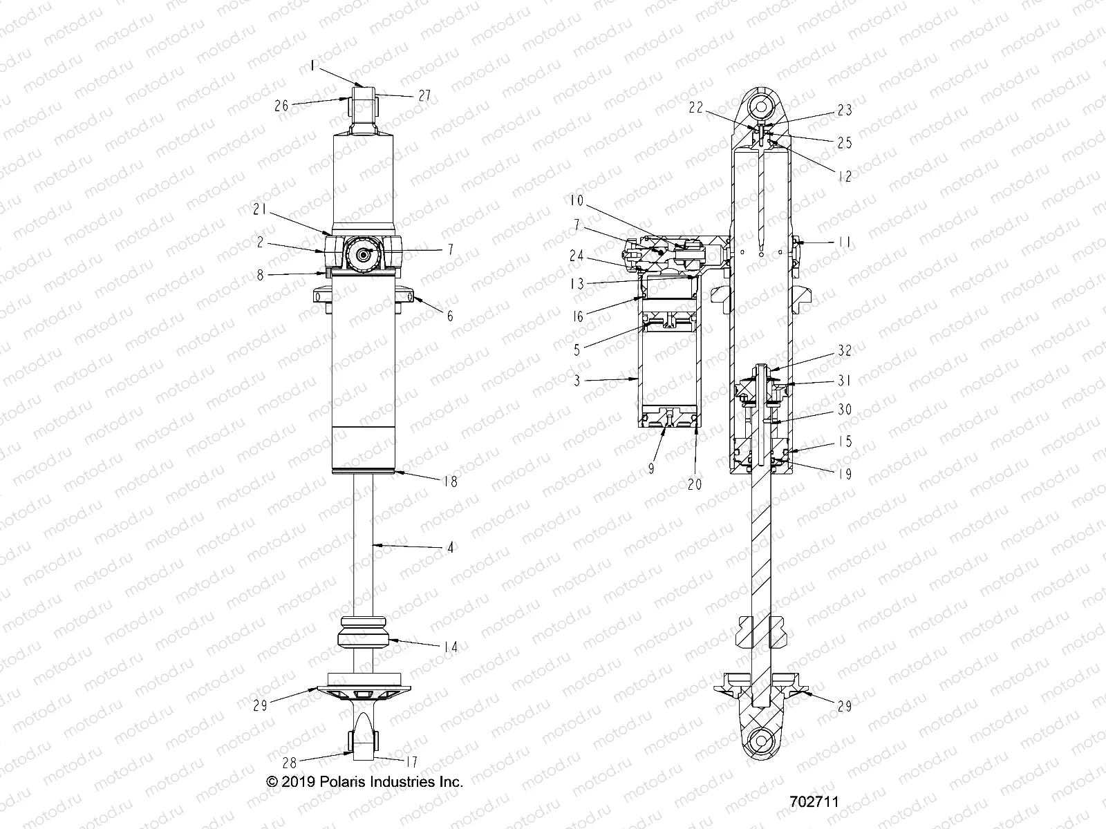 SUSPENSION | SUSPENSION, REAR SHOCK INTERNALS - G23GXP99A/99B (702711)