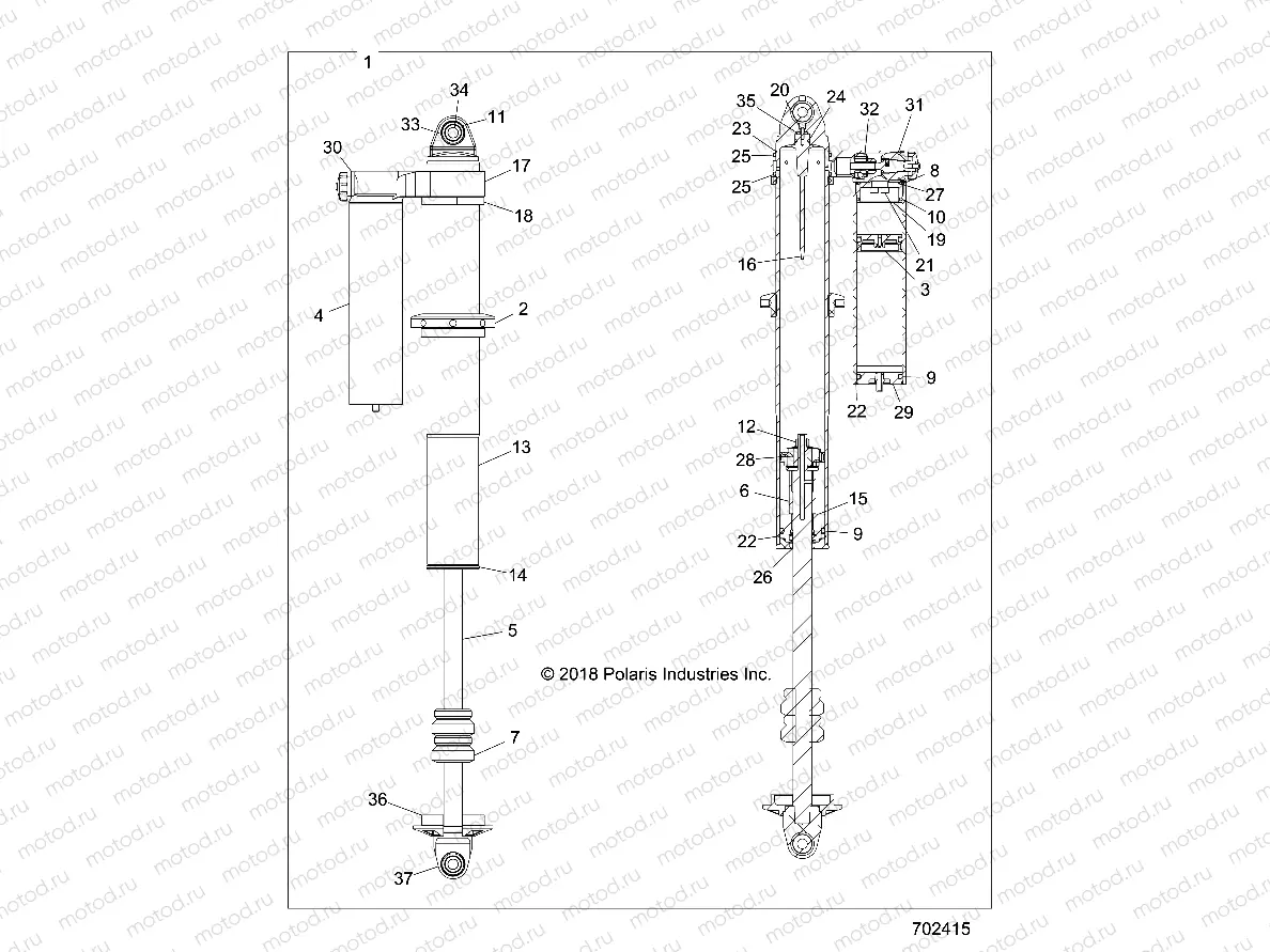 SUSPENSION | SUSPENSION, REAR SHOCK INTERNALS - Z18VFE99AK/AJ/AW/BK/BJ/BW/LW/K99AK/BK/M99AL (701415)