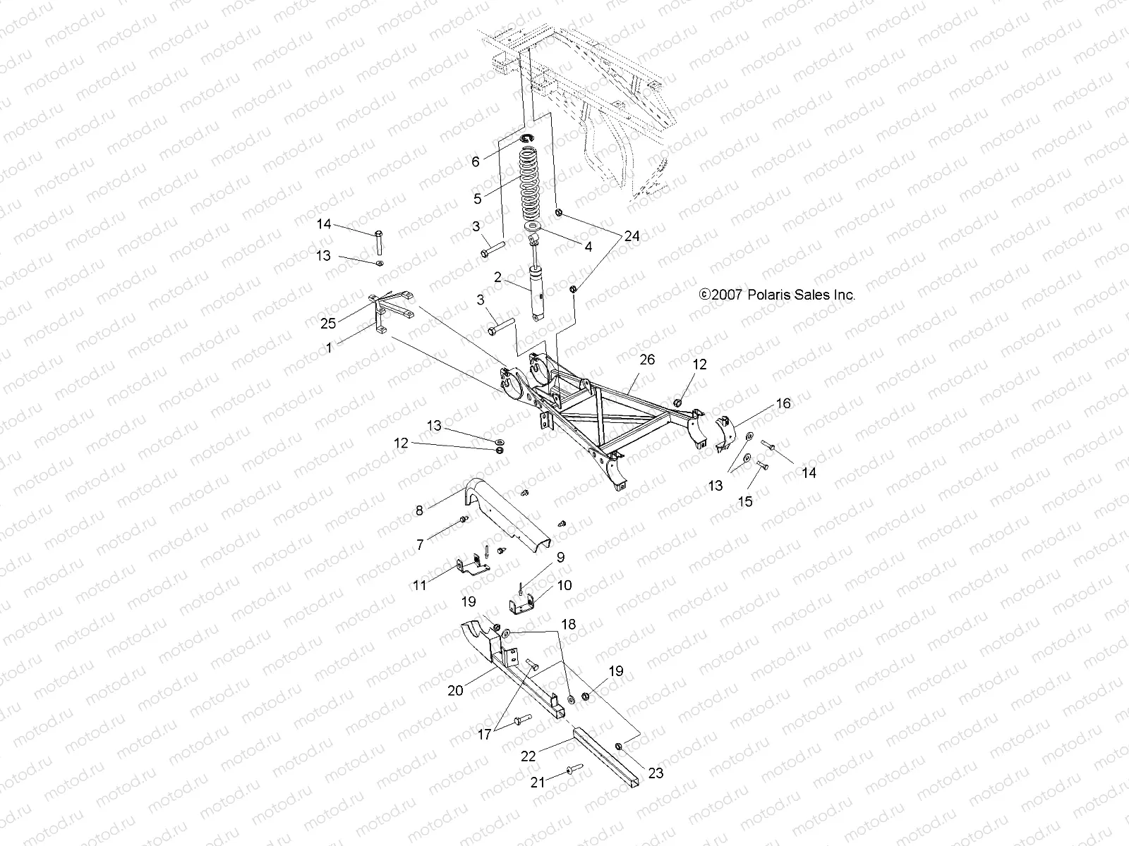 SUSPENSION | SUSPENSION, REAR SWING ARM - A08CL50AA (49ATVSWINGARMRR086X6)