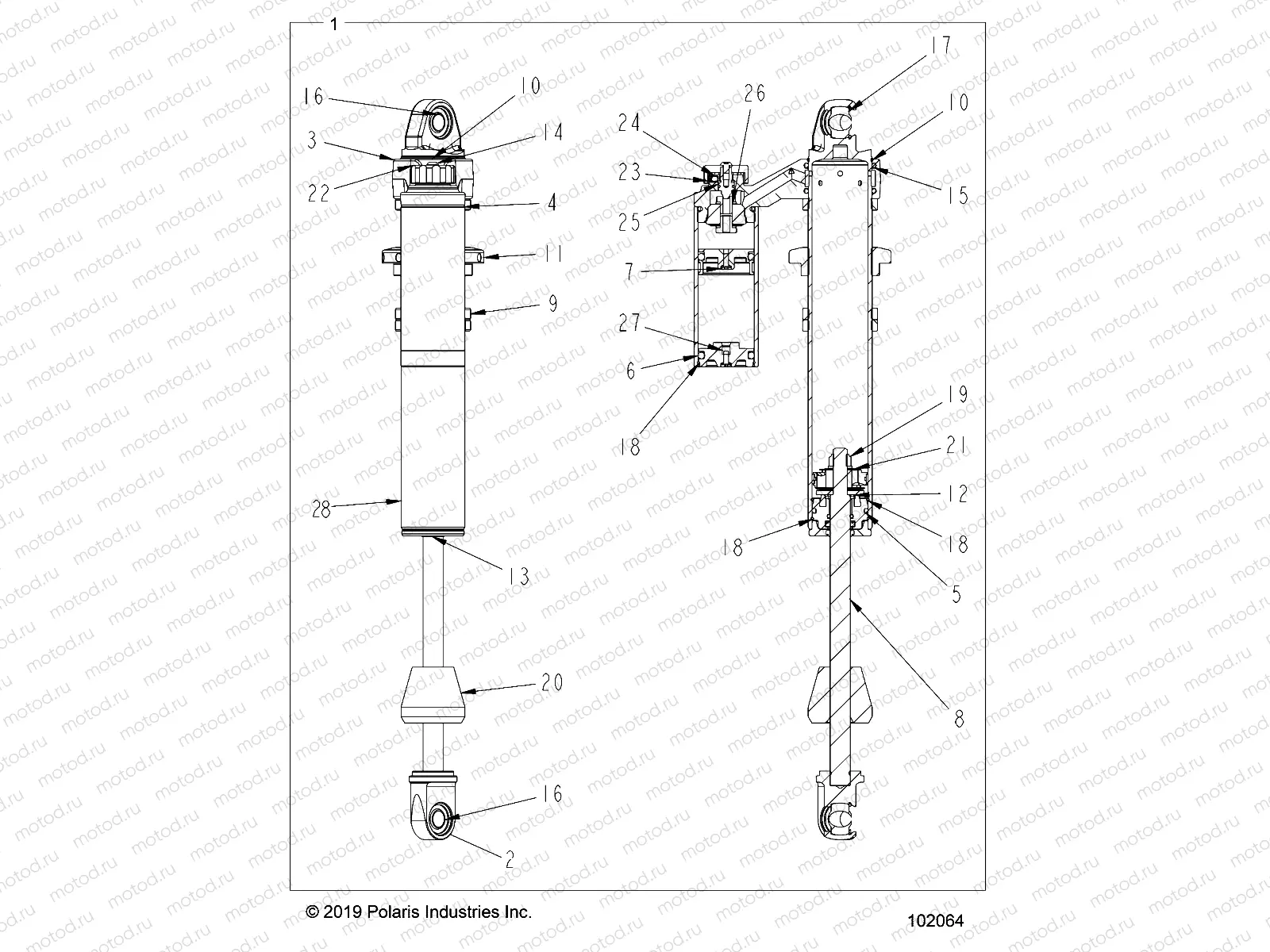 SUSPENSION | SUSPENSION, SHOCK, FRONT PIGGYBACK, LH, RH, INTERNALS - A20SLZ95AE (102064)