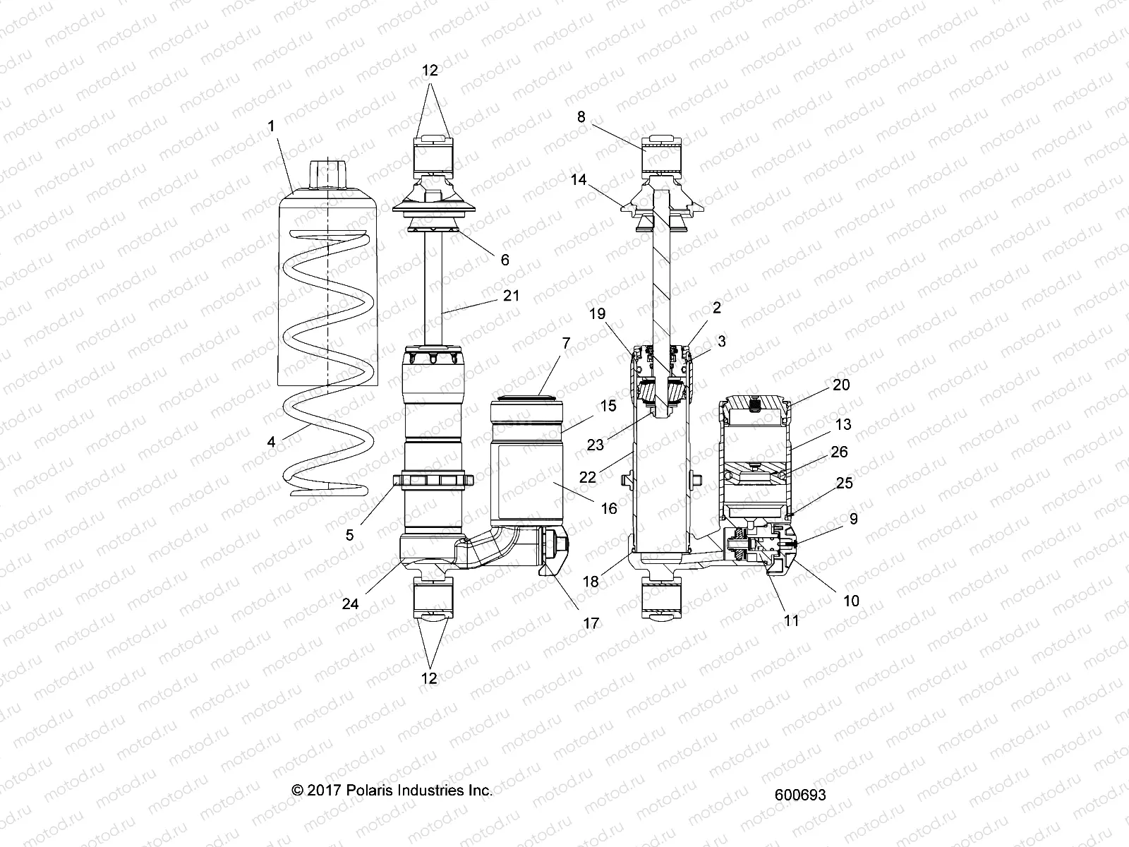 SUSPENSION | SUSPENSION, SHOCK, FRONT TRACK (ADVENTURE, XC) - S20FJE8/FJP8 ALL OPTIONS (600693C)