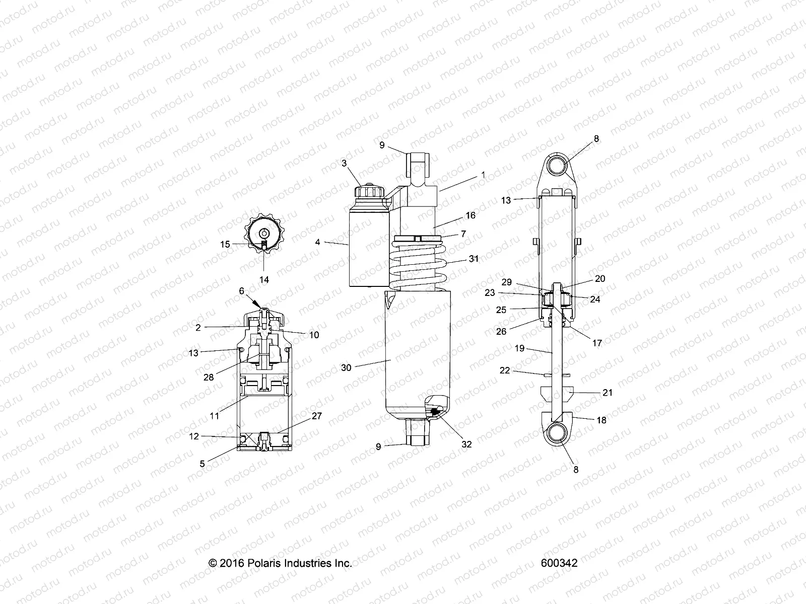 SUSPENSION | SUSPENSION, SHOCK, FRONT TRACK (BLACK) - S21EEC8RS ALL OPTIONS (600342)
