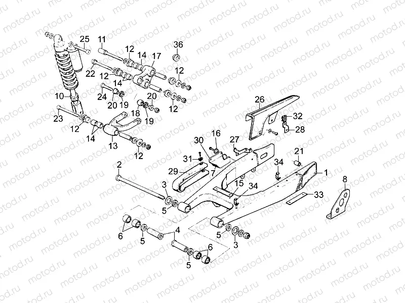 Swing arm - Shock absorber