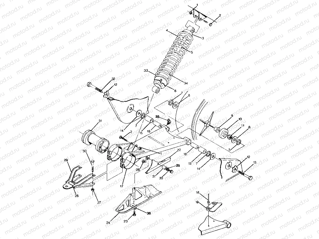SWING ARM WELD. / REAR SHOCK ASSEMBLY Trail Boss / W928527 (4922892289021A) | SWING ARM WELD. / REAR SHOCK ASSEMBLY Trail Boss / W928527 (4922892289021A)