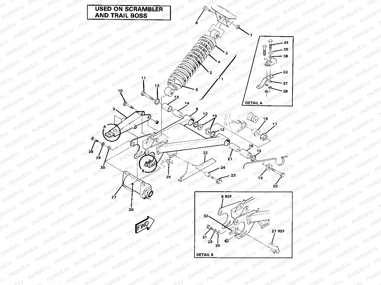Swing Arm Weldment and Rear Shock Assembly (4910981098032A) | Swing Arm Weldment and Rear Shock Assembly (4910981098032A)