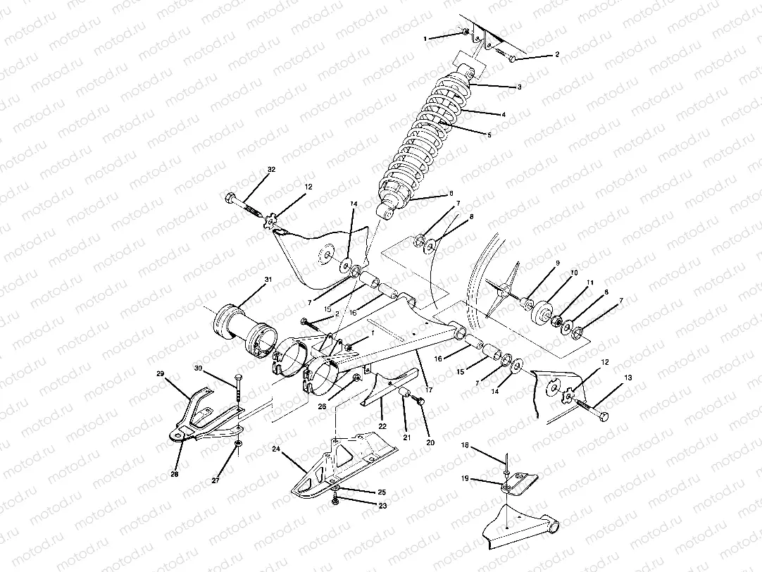 Swing Arm Weldment and Rear Shock  Assembly (4914891489021A) | Swing Arm Weldment and Rear Shock  Assembly (4914891489021A)
