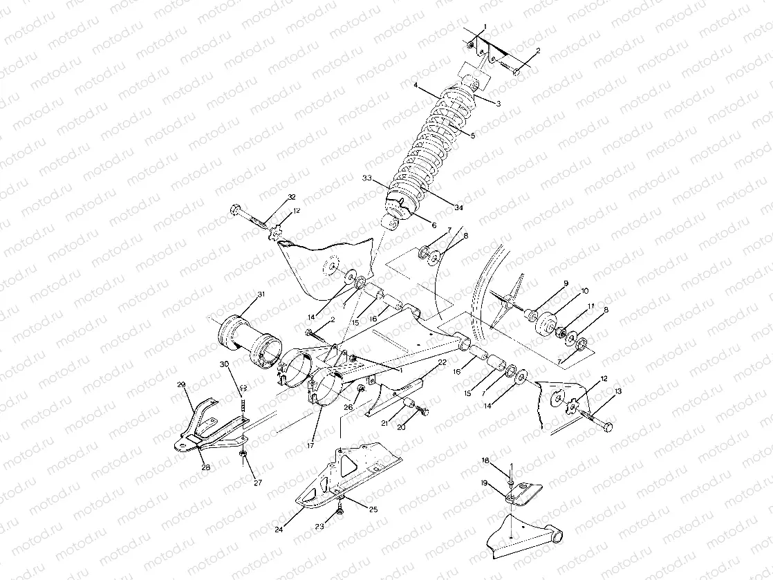 Swing Arm Weldment and Rear Shock  Assembly (4916341634021A) | Swing Arm Weldment and Rear Shock  Assembly (4916341634021A)
