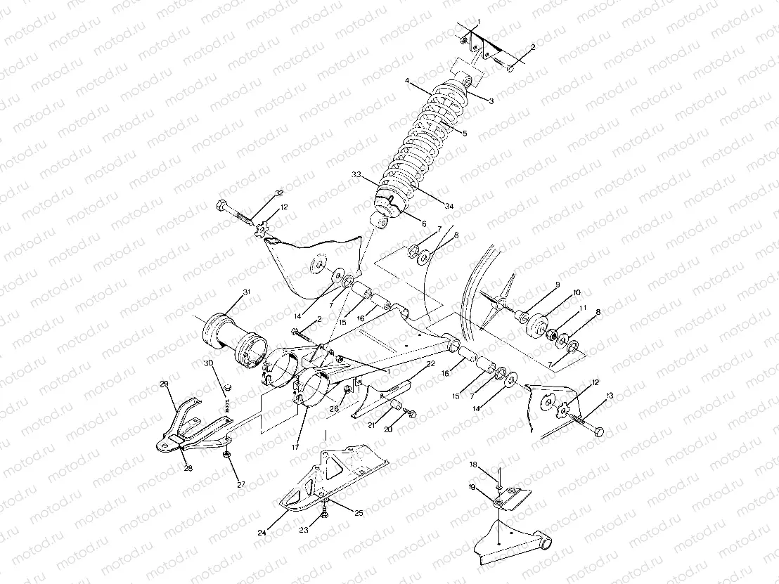 Swing Arm Weldment and Rear Shock Assembly (4917711771021A) | Swing Arm Weldment and Rear Shock Assembly (4917711771021A)