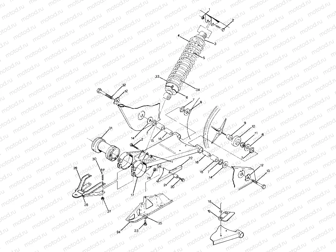 Swing Arm Weldment and Rear Shock Assembly (4917721772021A) | Swing Arm Weldment and Rear Shock Assembly (4917721772021A)