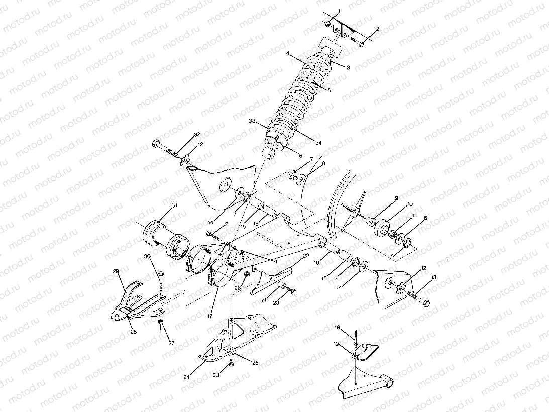 Swing Arm Weldment and Rear Shock Assembly (4917731773025A) | Swing Arm Weldment and Rear Shock Assembly (4917731773025A)