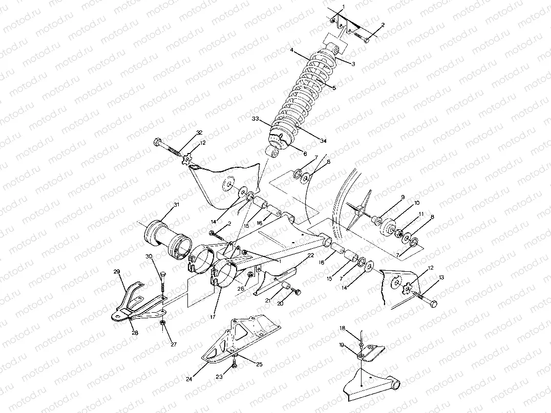Swing Arm Weldment and Rear Shock Assembly (4918541854025A) | Swing Arm Weldment and Rear Shock Assembly (4918541854025A)