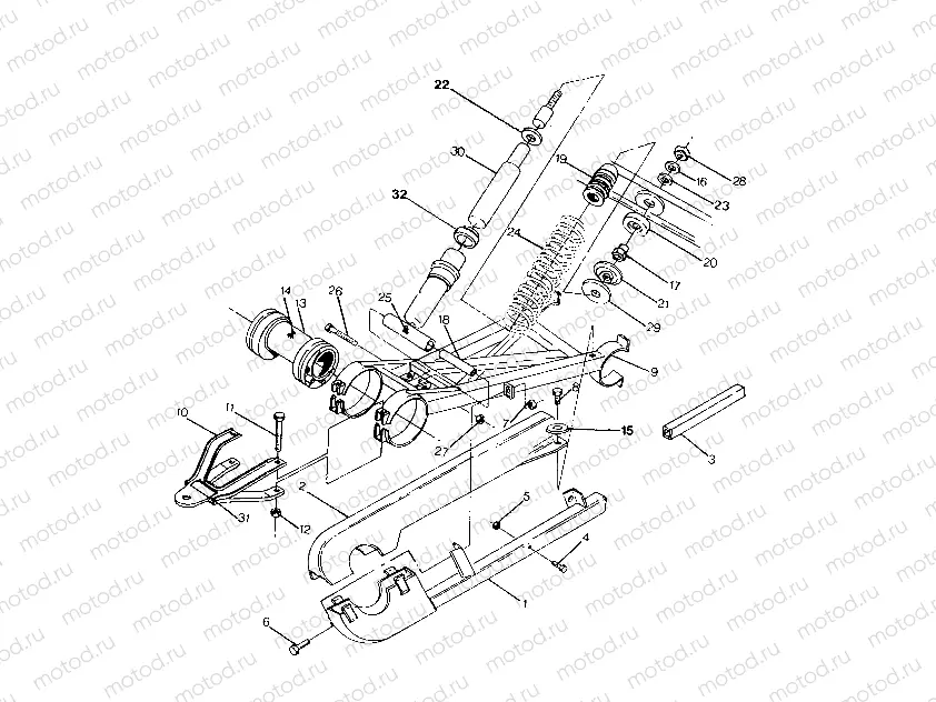 SWING ARM WELDMENT (REAR) 250 6x6 / W928727 (4922842284029A) | SWING ARM WELDMENT (REAR) 250 6x6 / W928727 (4922842284029A)