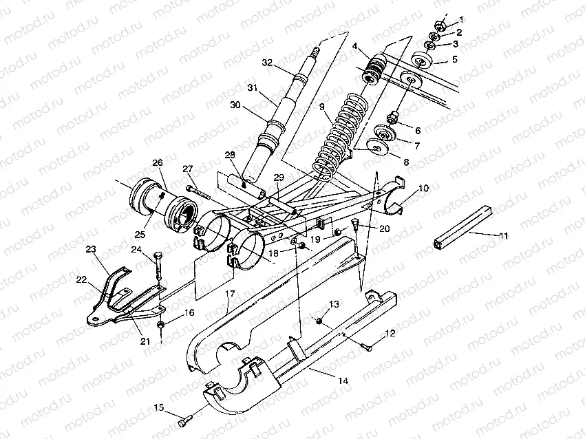 SWING ARM WELDMENT (REAR) 6X6 250 W938727 (4924092409037A) | SWING ARM WELDMENT (REAR) 6X6 250 W938727 (4924092409037A)
