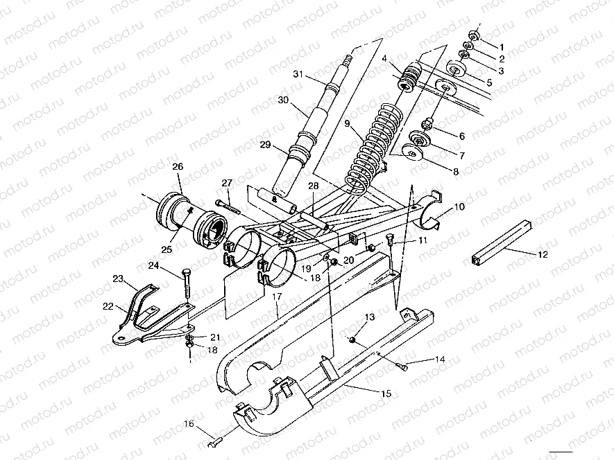 SWING ARM WELDMENT (REAR) 6x6 400L | SWING ARM WELDMENT (REAR) 6x6 400L, SWEDISH S948740 and  NORWEGIAN N948740 (4926812681038A)