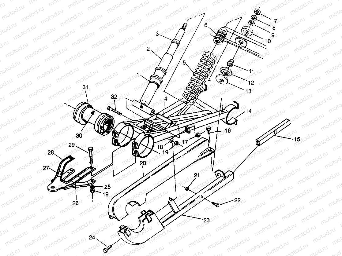 SWING ARM WELDMENT (REAR) 6X6 400L - W968740 and  6X6 400L Norwegian - N968 (4935963596D002) | SWING ARM WELDMENT (REAR) 6X6 400L - W968740 and  6X6 400L Norwegian - N968 (4935963596D002)