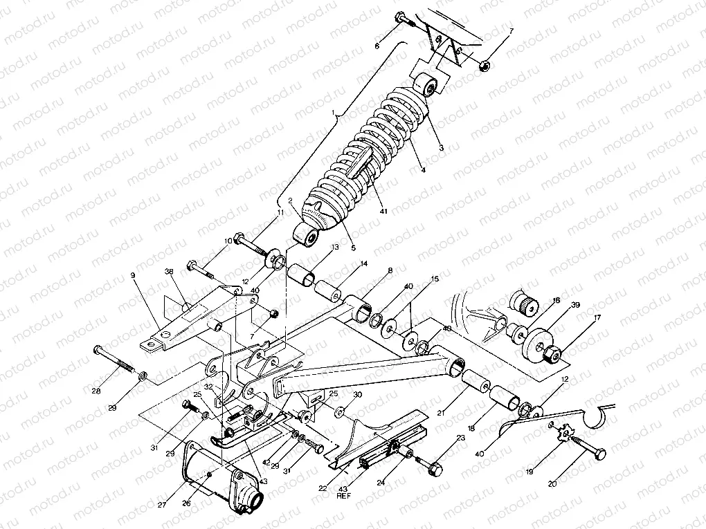Swing Arm Weldment & Rear Shock Assembly (4913521352021A) | Swing Arm Weldment & Rear Shock Assembly (4913521352021A)