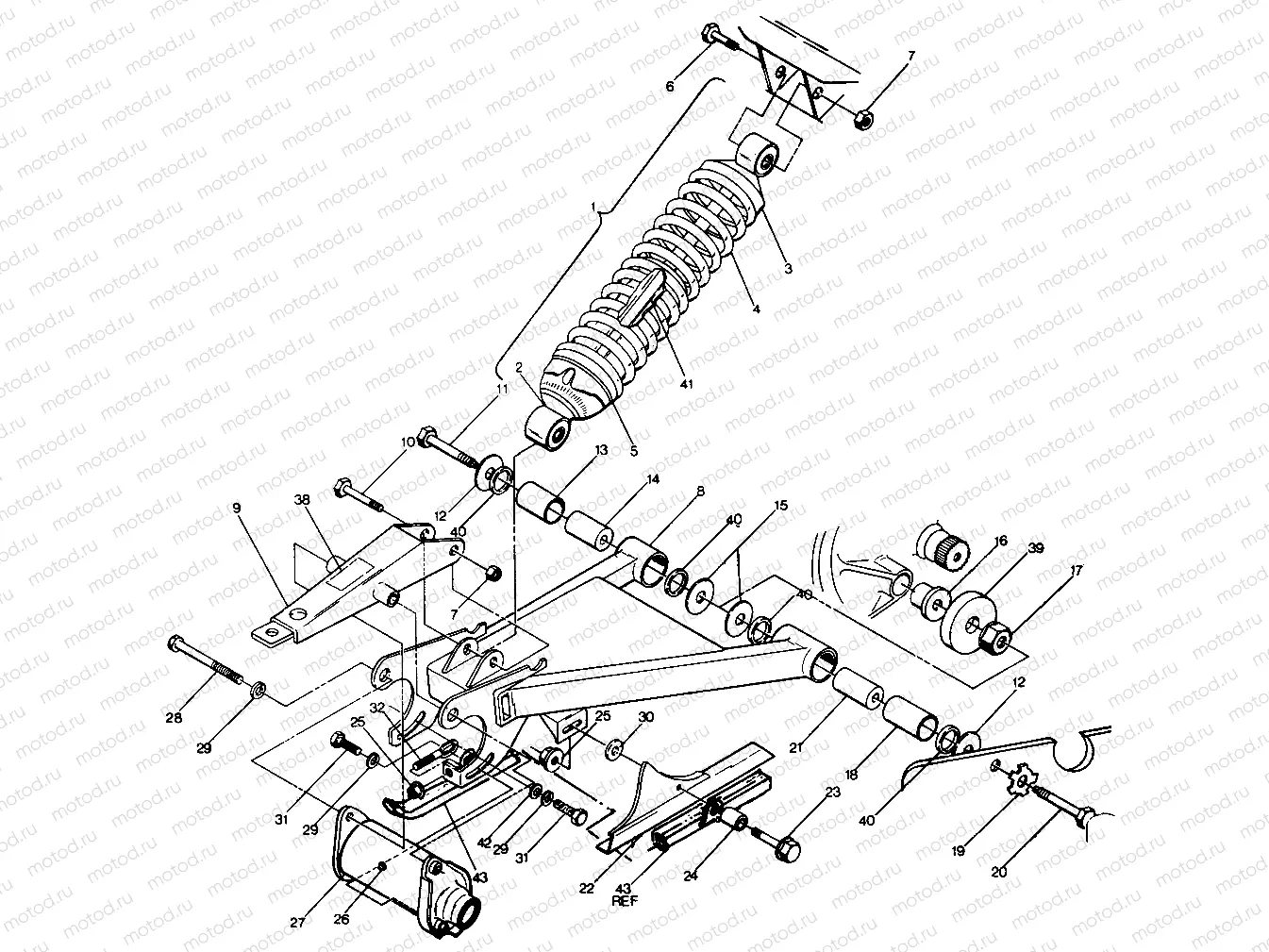 Swing Arm Weldment & Rear Shock Assembly (49147514750021) | Swing Arm Weldment & Rear Shock Assembly (49147514750021)