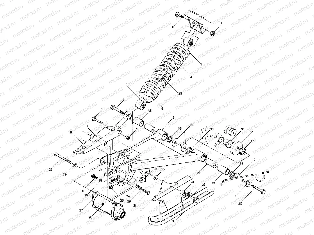 Swing Arm Weldment & Rear Shock Assembly (4914771477021A) | Swing Arm Weldment & Rear Shock Assembly (4914771477021A)