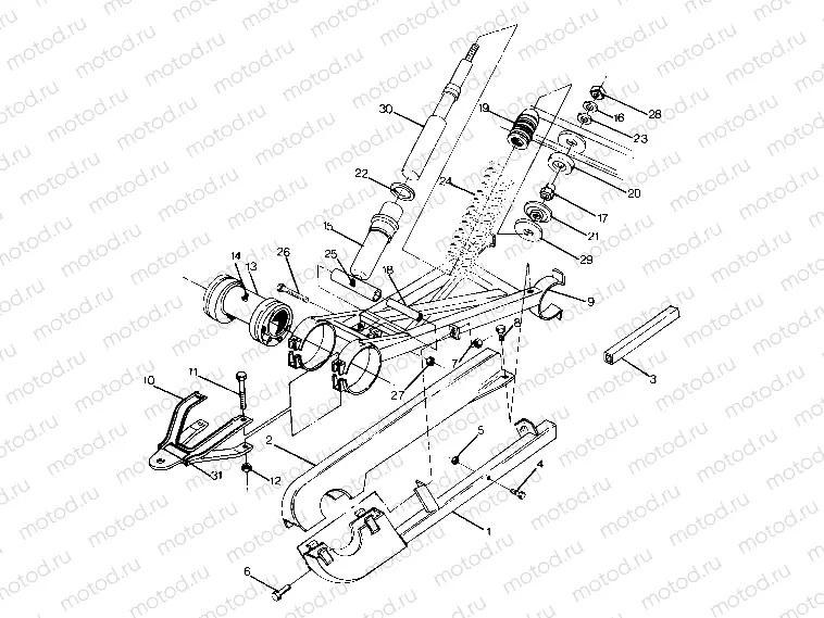 Swing Arm Weldment (Rear) Updated 5/90 (4917741774027A) | Swing Arm Weldment (Rear) Updated 5/90 (4917741774027A)