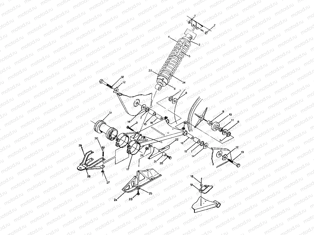 SWING ARM WELDMENT/REAR SHOCK ASM. 250 2X4 - Update (4919781978021A) | SWING ARM WELDMENT/REAR SHOCK ASM. 250 2X4 - Update (4919781978021A)
