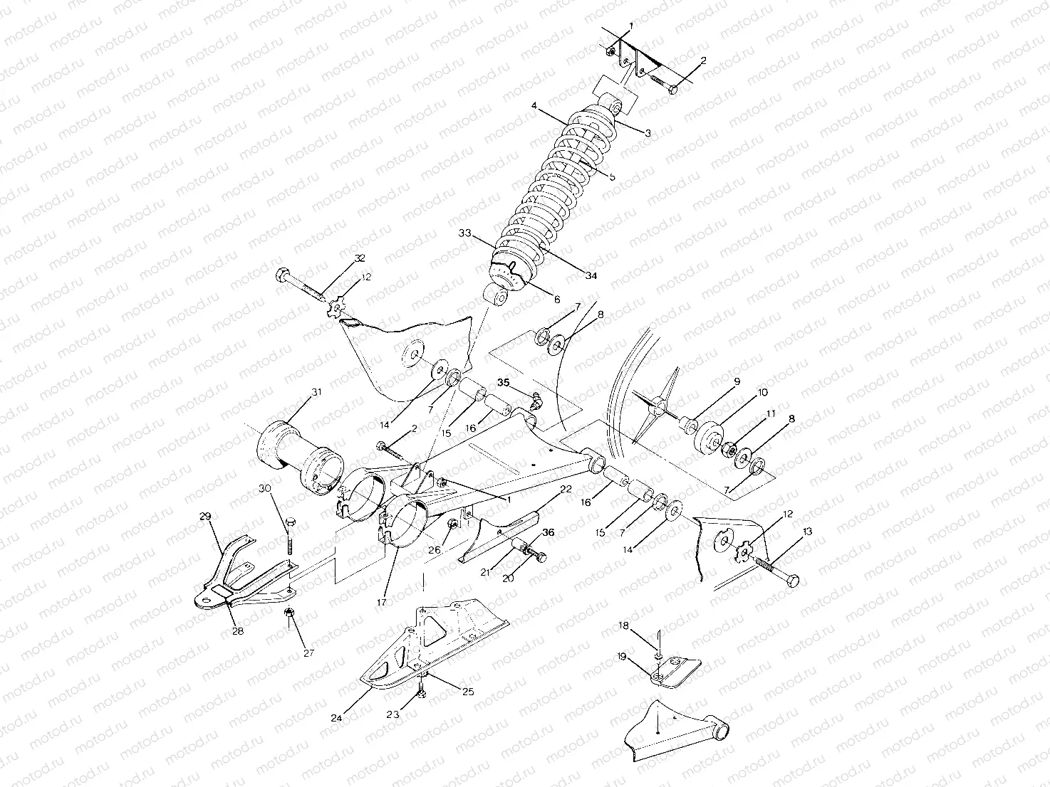 SWING ARM WLD. / REAR SHOCK ASSEMBLY 250 4x4 / W928127 (4922872287B013) | SWING ARM WLD. / REAR SHOCK ASSEMBLY 250 4x4 / W928127 (4922872287B013)