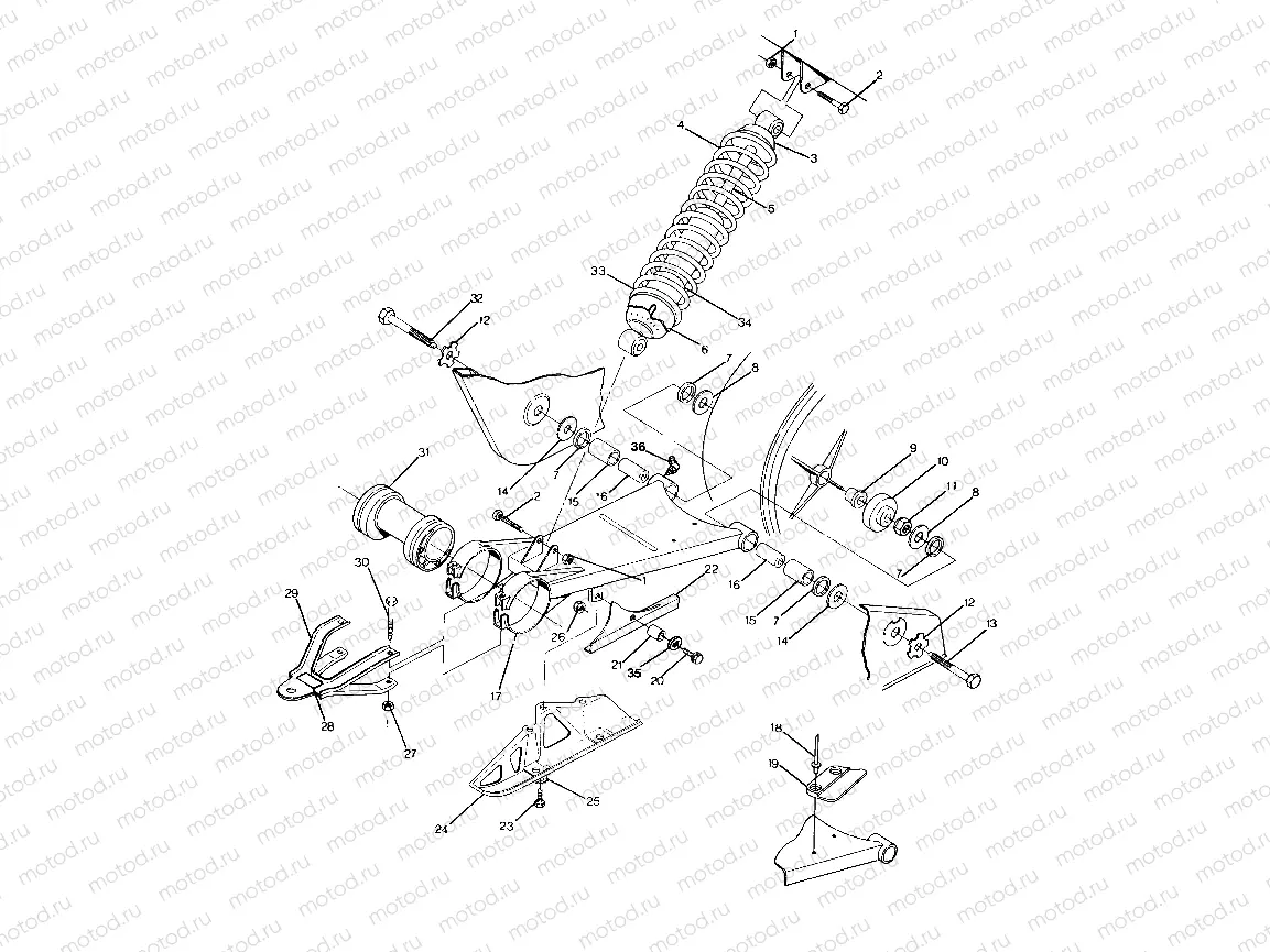 SWING ARM WLD. / REAR SHOCK ASSEMBLY 350 4X4 / W928139 (4922832283021A) | SWING ARM WLD. / REAR SHOCK ASSEMBLY 350 4X4 / W928139 (4922832283021A)