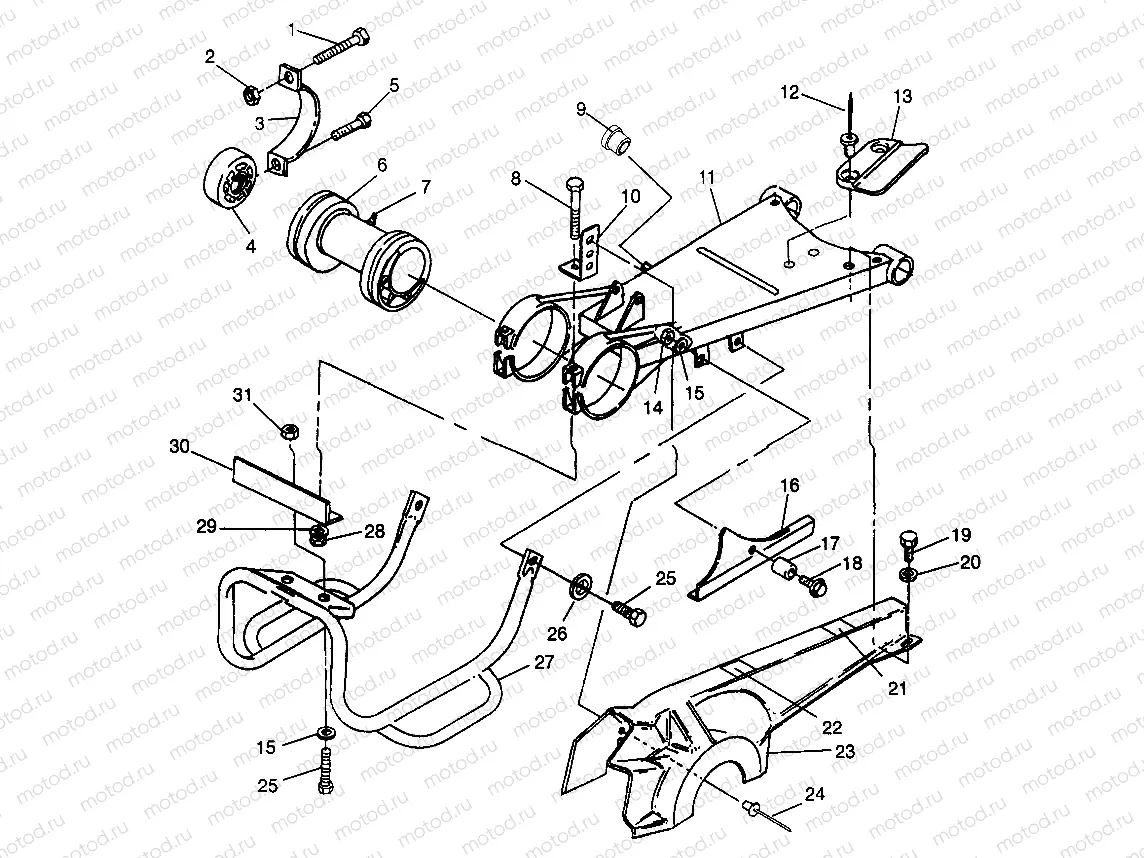 SWING ARM/GUARD MOUNTING 6X6 400L - W968740 and  6X6 400L Norwegian - N9687 (4935963596C008) | SWING ARM/GUARD MOUNTING 6X6 400L - W968740 and  6X6 400L Norwegian - N9687 (4935963596C008)