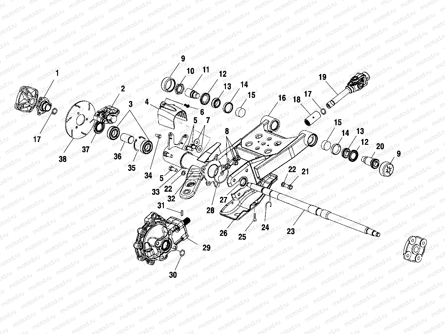 SWING ARM/REAR GEARCASE MOUNTING - A01CK42AA (4964136413C004) | SWING ARM/REAR GEARCASE MOUNTING - A01CK42AA (4964136413C004)