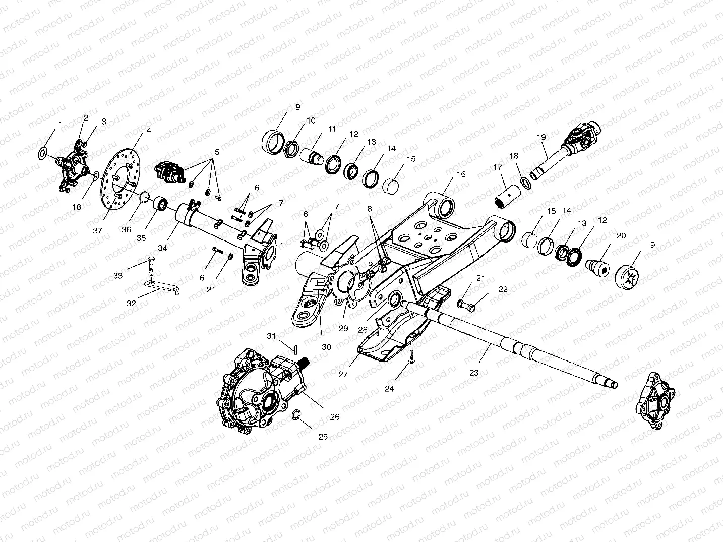 SWING ARM/REAR GEARCASE MOUNTING - A02CD32AA/AB/AC/FB (4970147014D03) | SWING ARM/REAR GEARCASE MOUNTING - A02CD32AA/AB/AC/FB (4970147014D03)