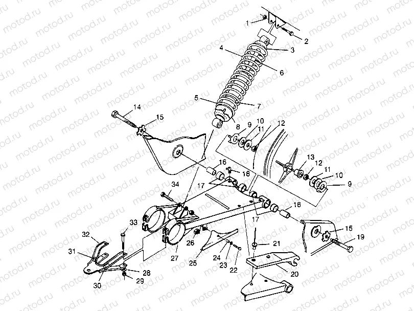 SWING ARM/SHOCK MOUNTING  2x4 400L W957540 (4930093009B009) | SWING ARM/SHOCK MOUNTING  2x4 400L W957540 (4930093009B009)